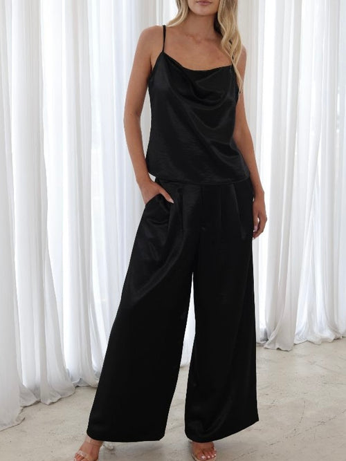 After Dark Satin Pants- Black