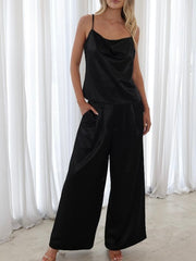 After Dark Satin Pants- Black
