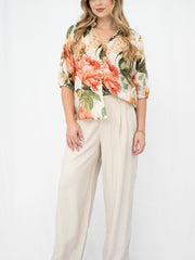Peony Floral Blouse- Cream