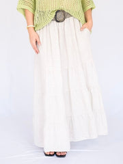 Italian Linen Maxi Tiered Skirt- Sand