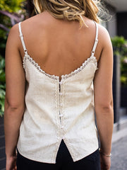 Scallop Lace Trim Singlet- Beige