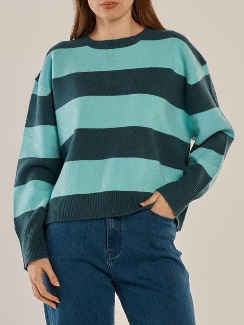 Leonie Knit Sweater- Teal Stripe