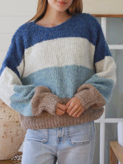 Charlotte Stripe Knit Jumper- Blue/Cream