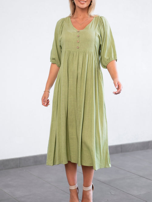 Bonnie Peasant Dress- Sage