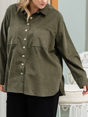Sloane Cord Shacket- Khaki