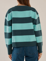 Leonie Knit Sweater- Teal Stripe