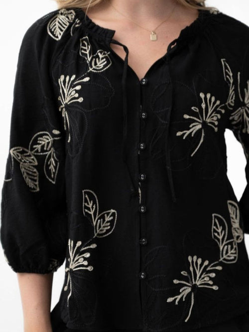 Raglan Sleeve Blouse- Black