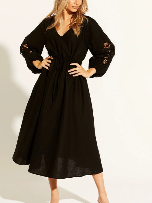 Our Love Embroidered Dress- Black