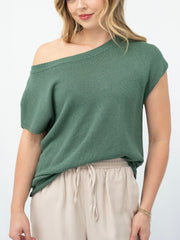 Crepe Knit Yarn Top- Fern Green