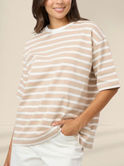 Stella + Gemma Porter Tee- Oat Stripe