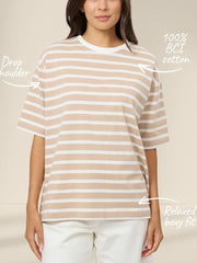 Stella + Gemma Porter Tee- Oat Stripe