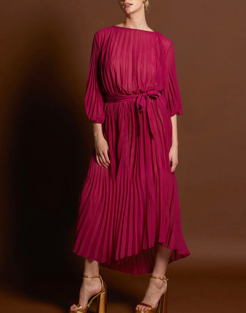 Jolene Pleated Maxi Dress- Magenta